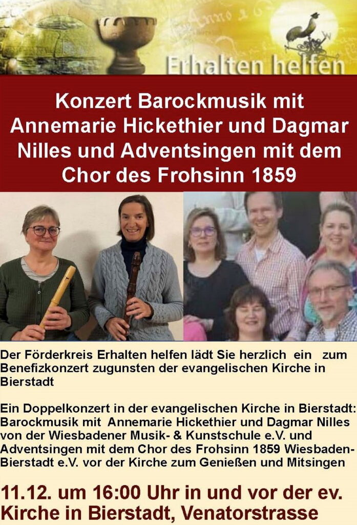 Plakat zum Adventskonzert am 11.12.2022 vor der ev. Kirche Bierstadt